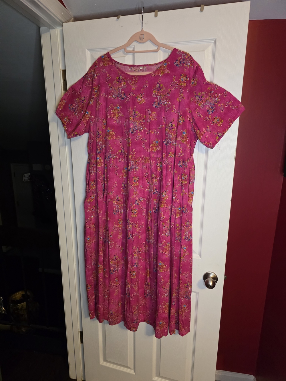 Bright Pink Floral Midi Dress